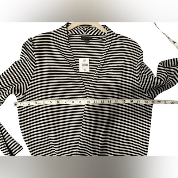 J. Jill Wearever striped open front cardigan Women MP Black white Classic Spring - Picture 10 of 10